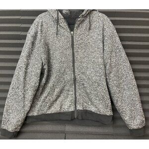 Old Skool Gray Heavyweight Full Zip Hooded Jacket Men Size XL Pockets